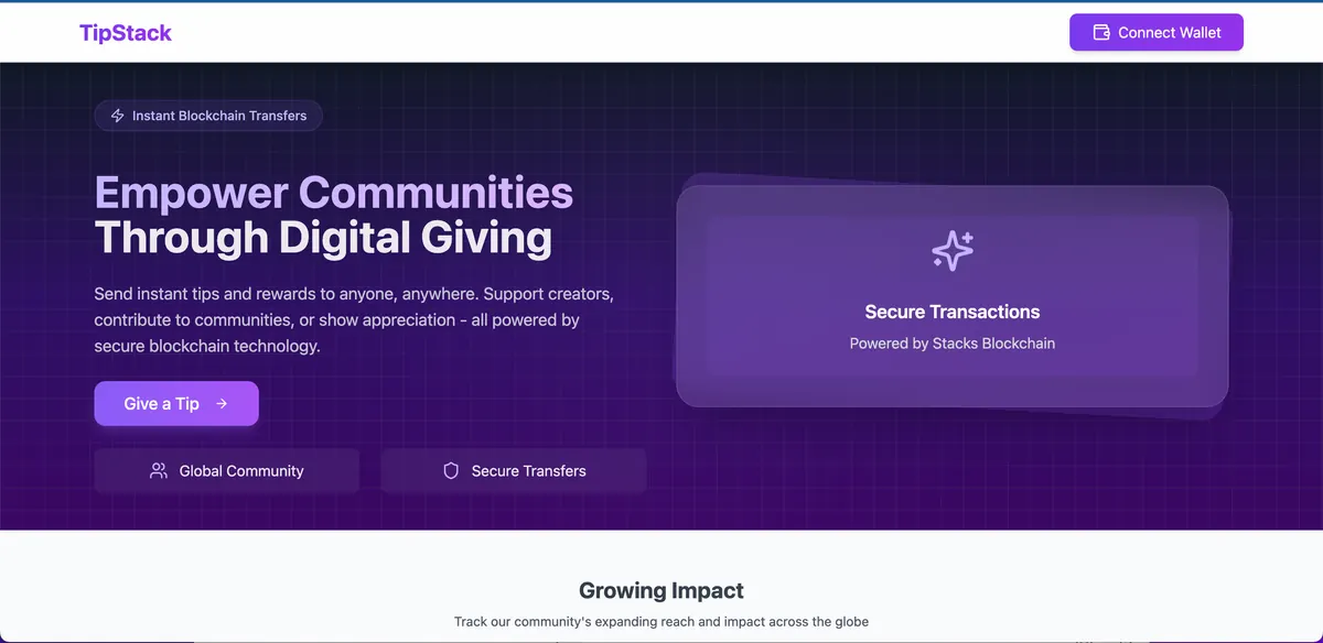 StackTip's tipping interface